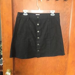 Black Button-Up Denim Skirt